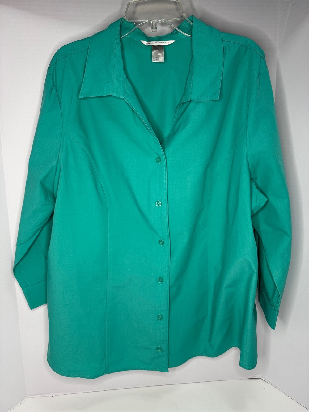 Christopher & Banks Teal Green Button-Front Blouse